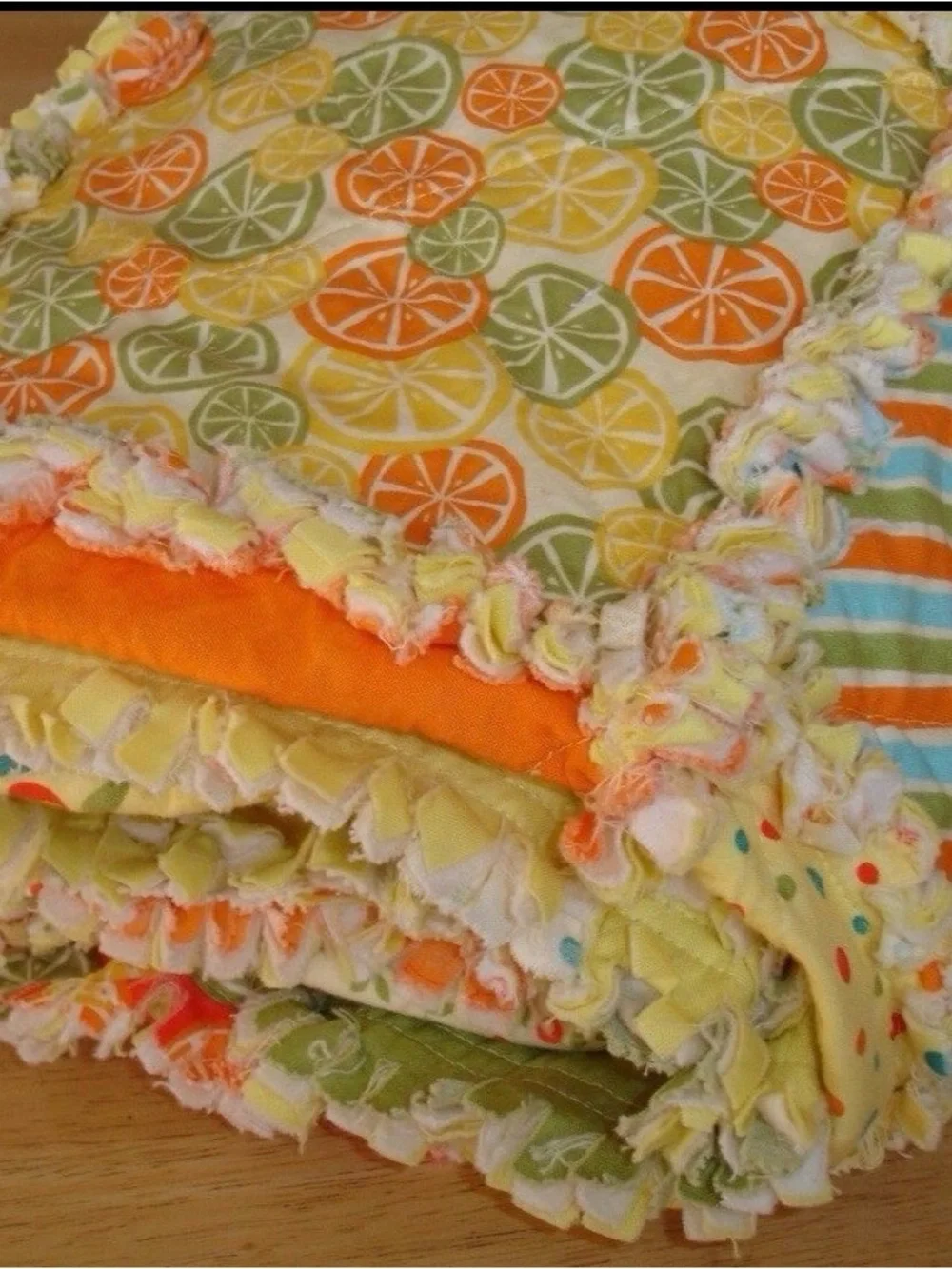 Patchwork Rag Quilt - Moda Freshly Squeezed 50x50  Perfect for a park blanket!